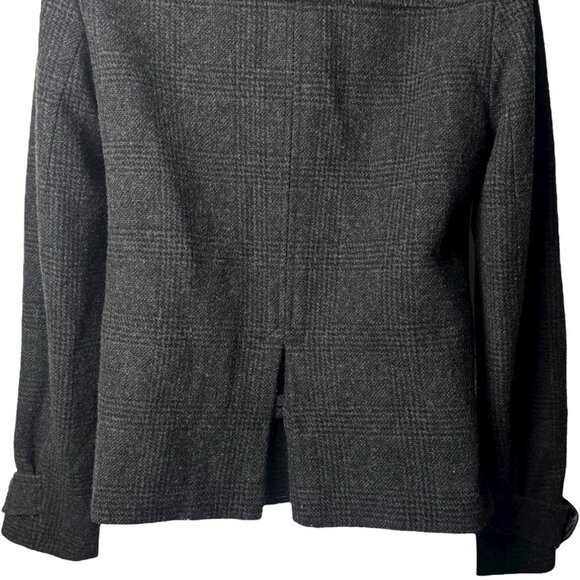 J Crew Sasha Peacoat Gray Plaid Wool Blend Capsule Cozy Academia Career Chic 0 - Picture 8 of 11